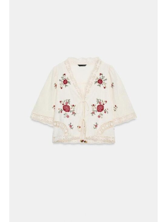 Zara Tops - ZARA EMBROIDERED FLORAL TOP